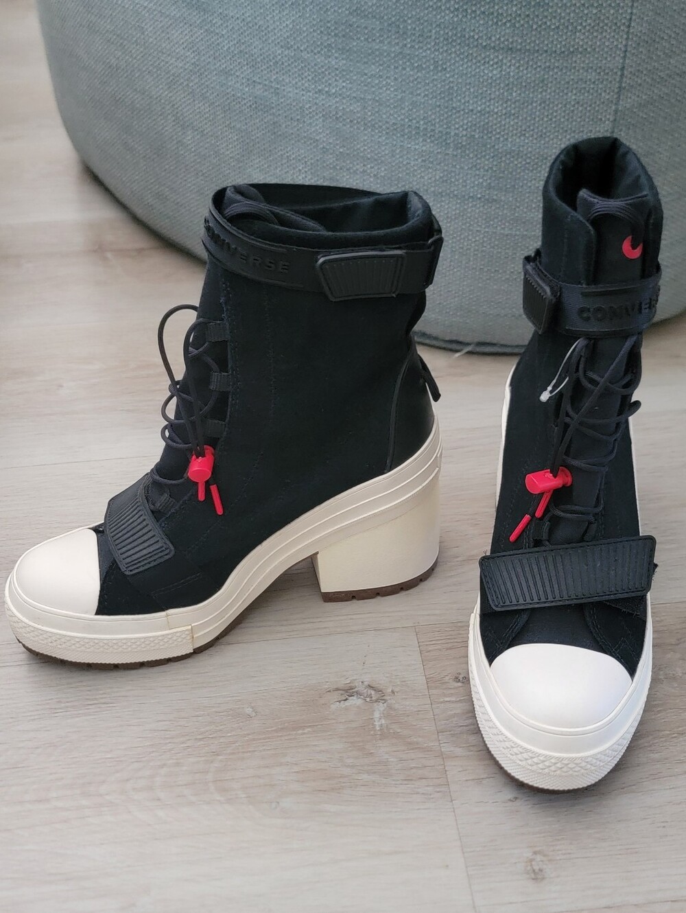 Converse Chuck Taylor All Star GR82 Extra-High Platform Boot Heel Black Egret